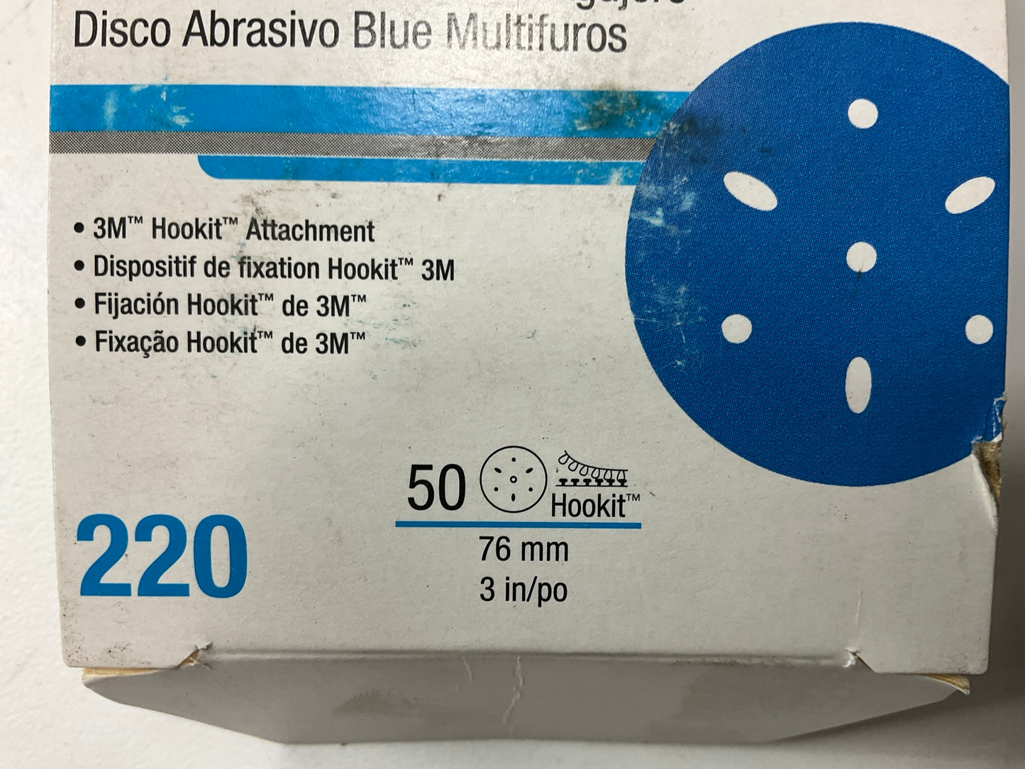 3M 36147 Multi-Hole Hook & Loop 220 Grit 3'' Sanding Disc (50/Pack)