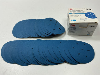 (49) Discs 3M 36148 Hookit Blue Abrasive 3'' Disc Multi-hole, 240 Grit 240 Grade