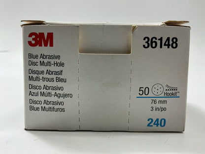 (49) Discs 3M 36148 Hookit Blue Abrasive 3'' Disc Multi-hole, 240 Grit 240 Grade