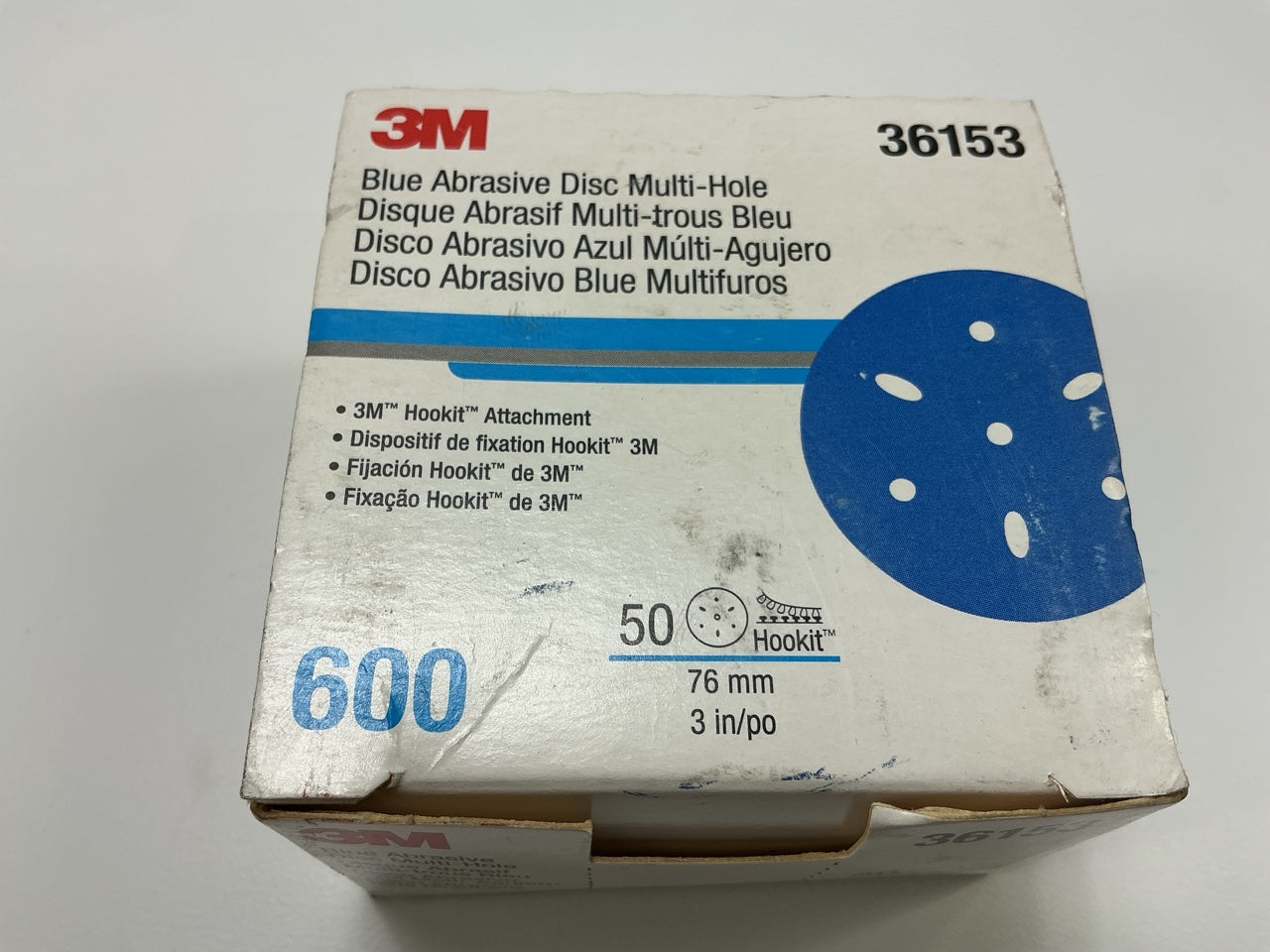 3M 36153 Multi-Hole Hook & Loop 600 Grit 3'' Sanding Discs (49/Pack)