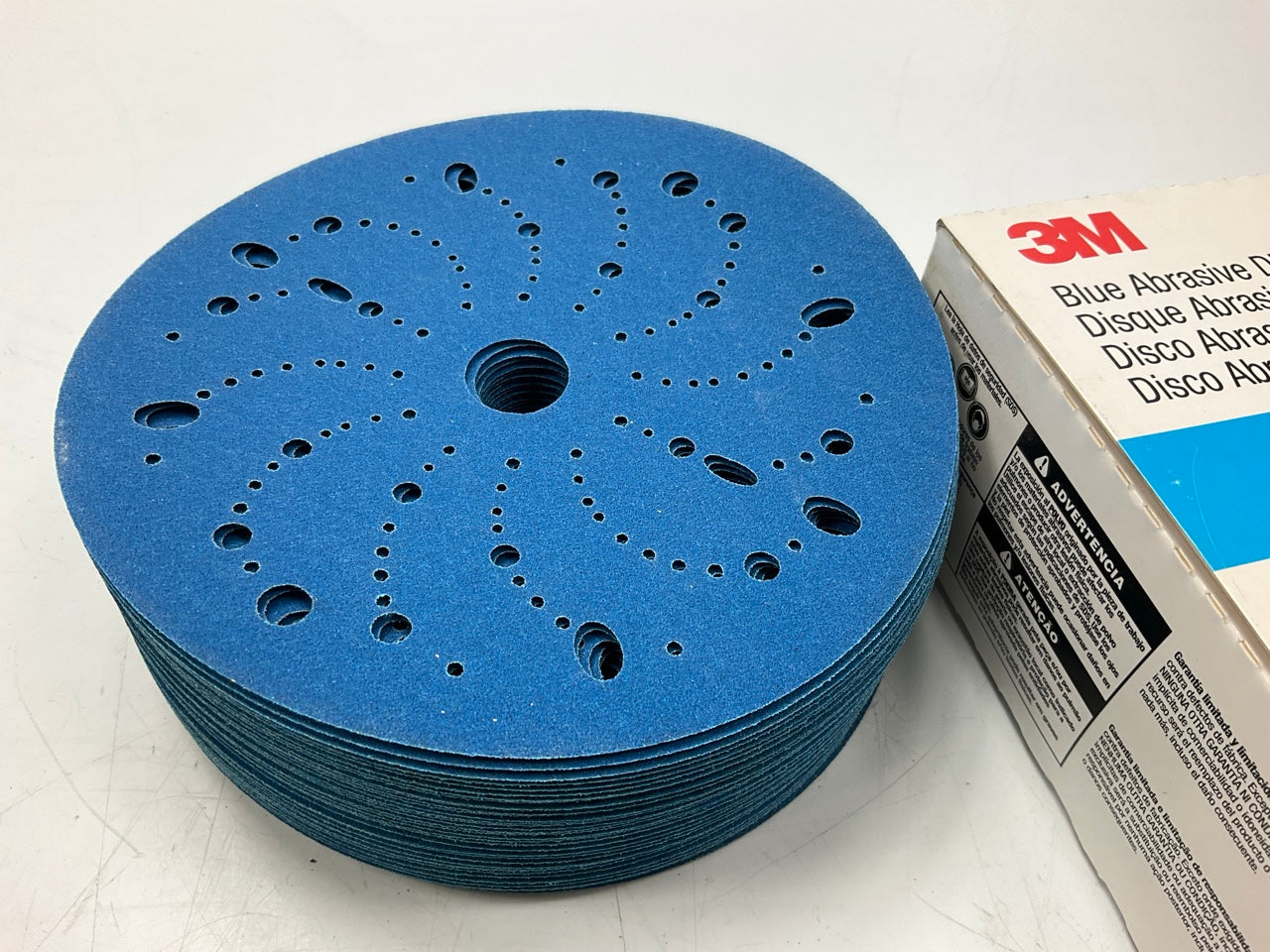 3M 36174 120 Grit Hookit Blue Abrasive Sanding Disc Multi-hole 6'', 50 / Box