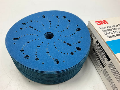 3M 36174 120 Grit Hookit Blue Abrasive Sanding Disc Multi-hole 6'', 50 / Box