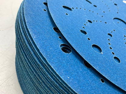 3M 36174 120 Grit Hookit Blue Abrasive Sanding Disc Multi-hole 6'', 50 / Box