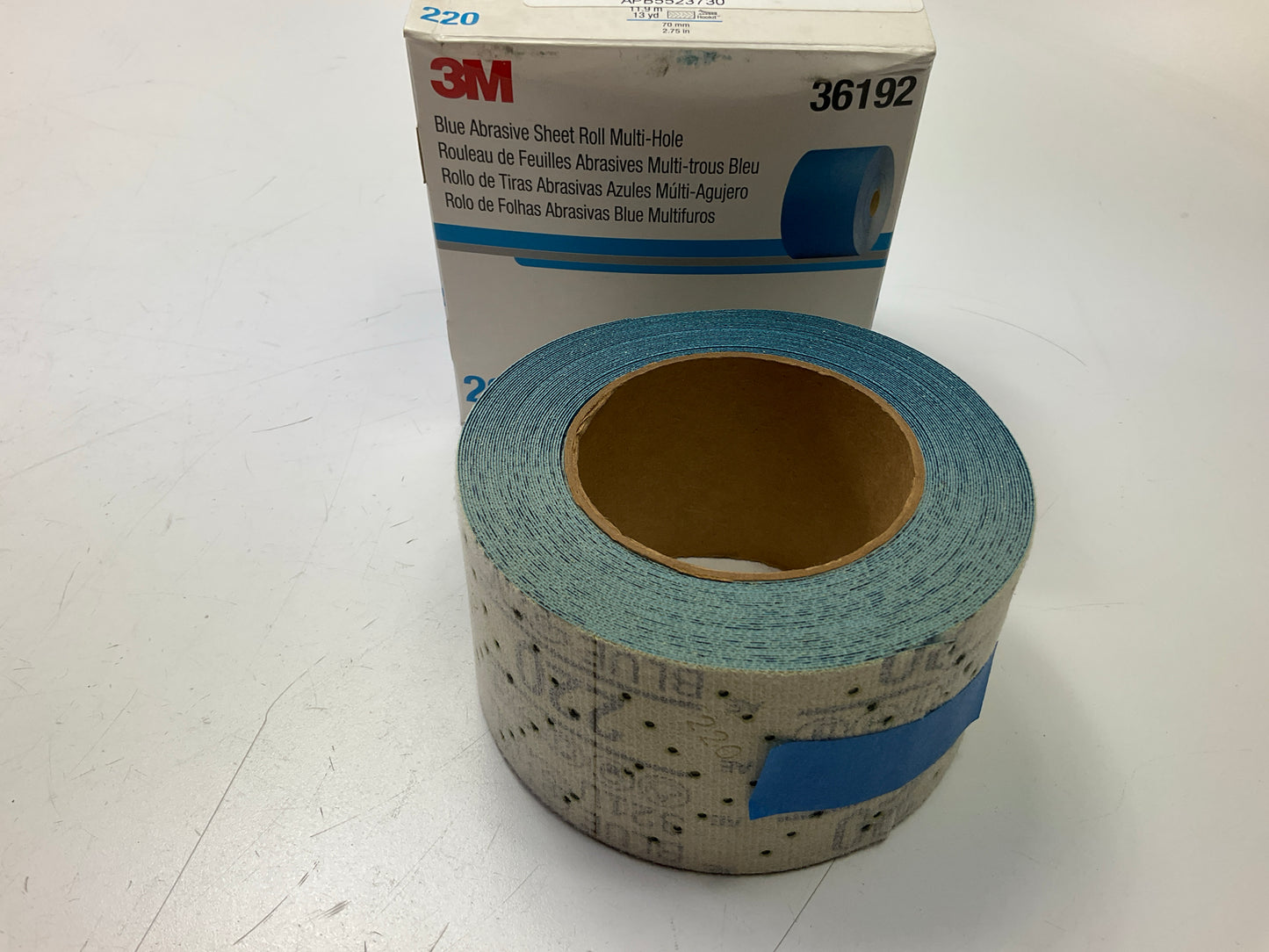 3M 36192 321U Series Multi-Hole 220 Grit 2-3/4'' X 13 Yard Abrasive Sheet Roll