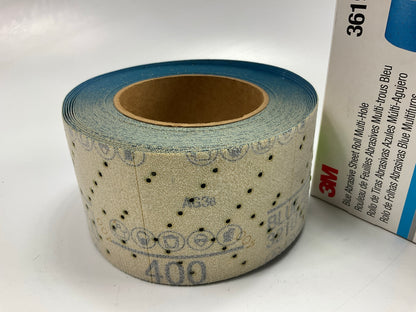 3M 36196 Hookit Blue 400 Grit Blocking Paper Roll Multi-hole 2.75 Inch X 13 Yrd