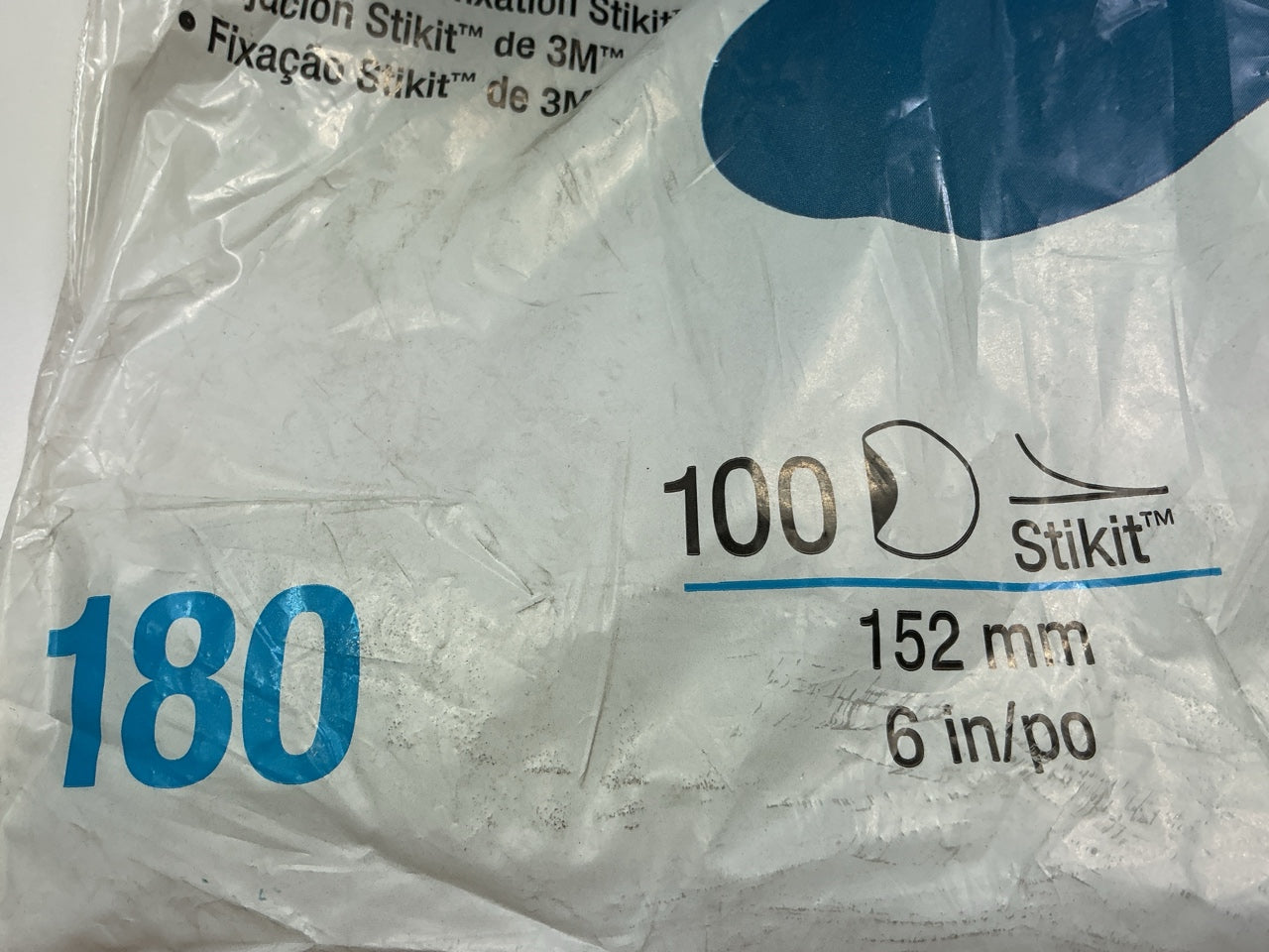 3M 36206 Stikit Blue Abrasive 6'' Sanding Disc 180 Grit,  100 Discs / Roll