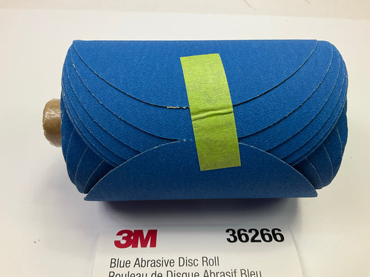 3M 36266 Stikit Blue Abrasive Disc Roll, 5 In, 120 Grit Grade, No Hole, 100 Disc