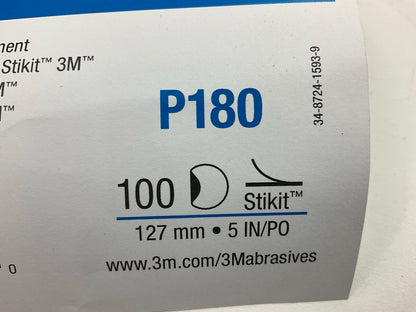 3M 36268 Stikit Blue Abrasive Sanding Disc Roll 5'', Grit: P180, Qty.100 Discs