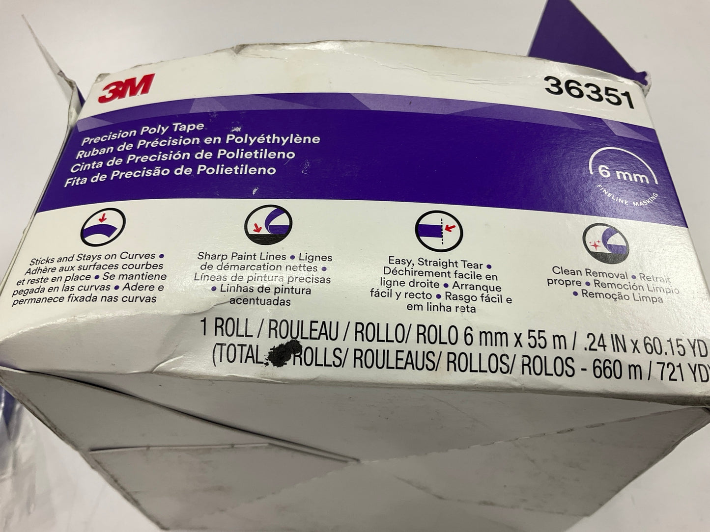 (9) Rolls - 3M 36351 6mm Fineline Precision Poly Tape 6mm X 60 Yard