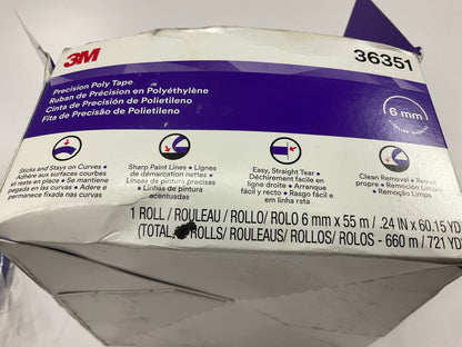 (9) Rolls - 3M 36351 6mm Fineline Precision Poly Tape 6mm X 60 Yard