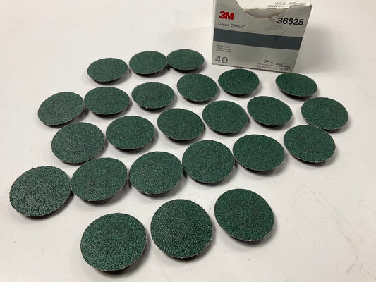 24 Pack - 3M 36525 2'' Green Corps Abrasive Roloc Grinding Discs 40 Grit