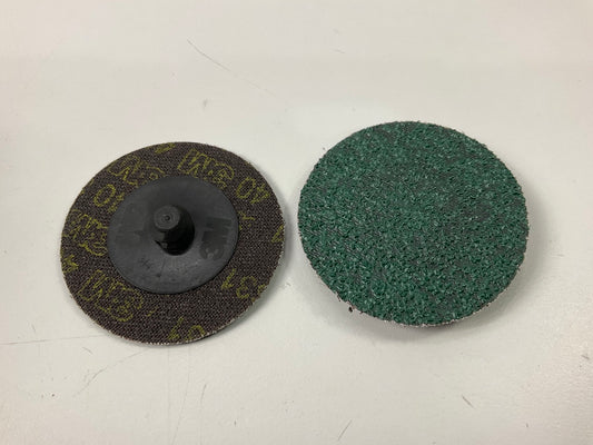 24 Pack - 3M 36525 2'' Green Corps Abrasive Roloc Grinding Discs 40 Grit