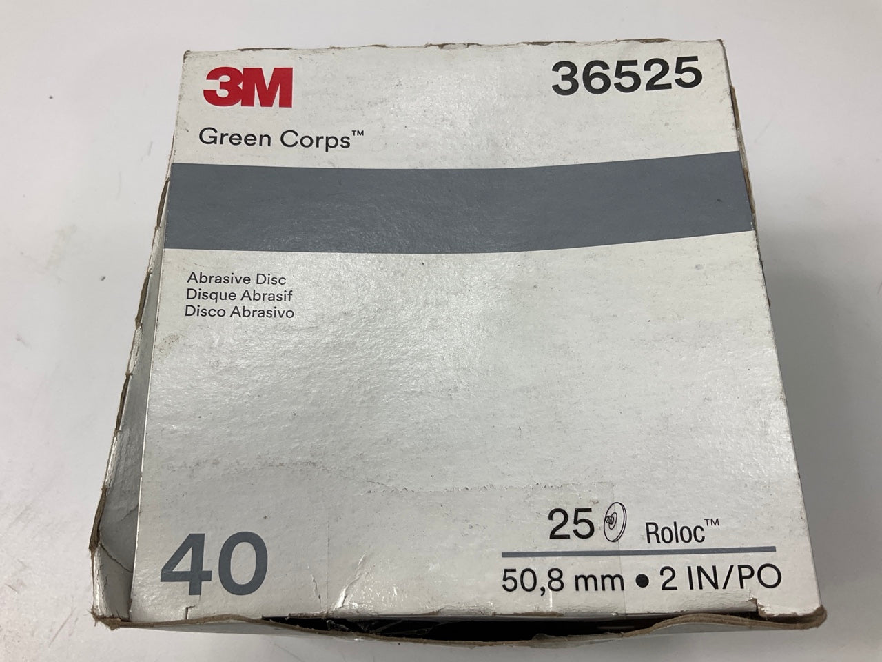 24 Pack - 3M 36525 2'' Green Corps Abrasive Roloc Grinding Discs 40 Grit
