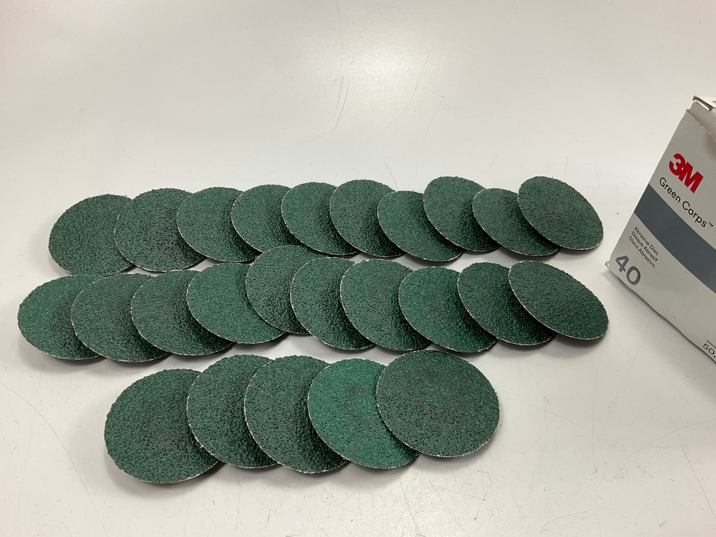 3M 36525 Green Corps Roloc Abrasive Disc, TR, 2'',  40 Grit, Pack Of 25 Discs