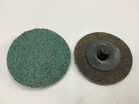 3M 36525 Green Corps Roloc Abrasive Disc, TR, 2'',  40 Grit, Pack Of 25 Discs