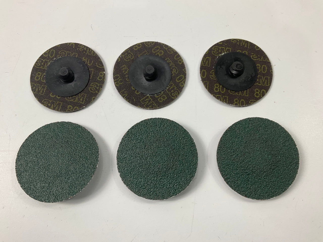 25 Pack - 3M 36527 2'' Green Corps Roloc Abrasive Grinding Discs 80 Grit