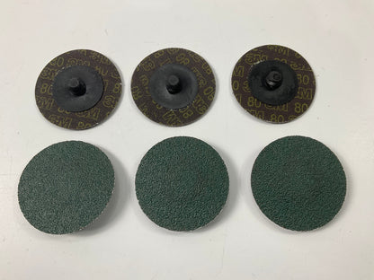 25 Pack - 3M 36527 2'' Green Corps Roloc Abrasive Grinding Discs 80 Grit