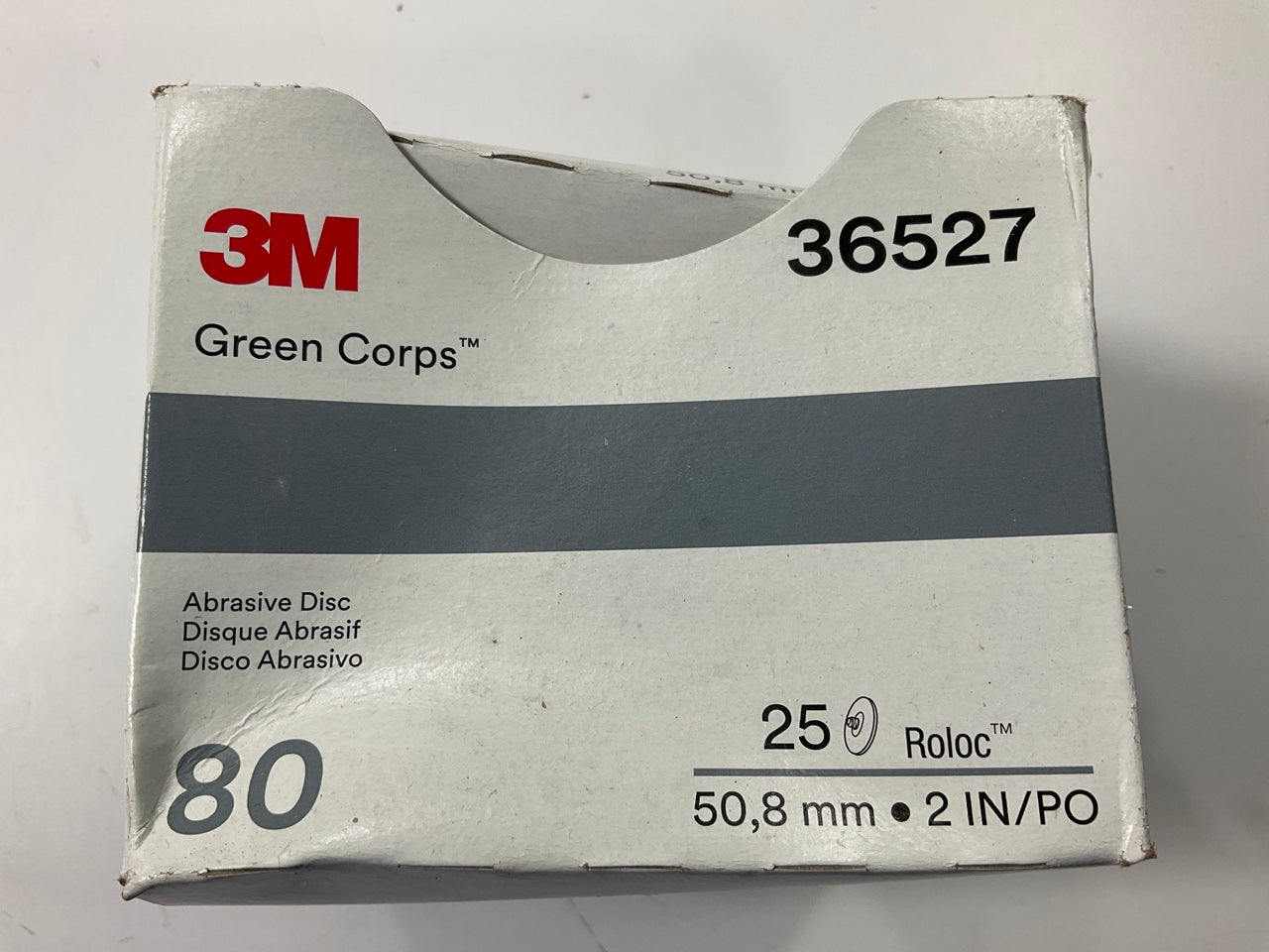 25 Pack - 3M 36527 2'' Green Corps Roloc Abrasive Grinding Discs 80 Grit