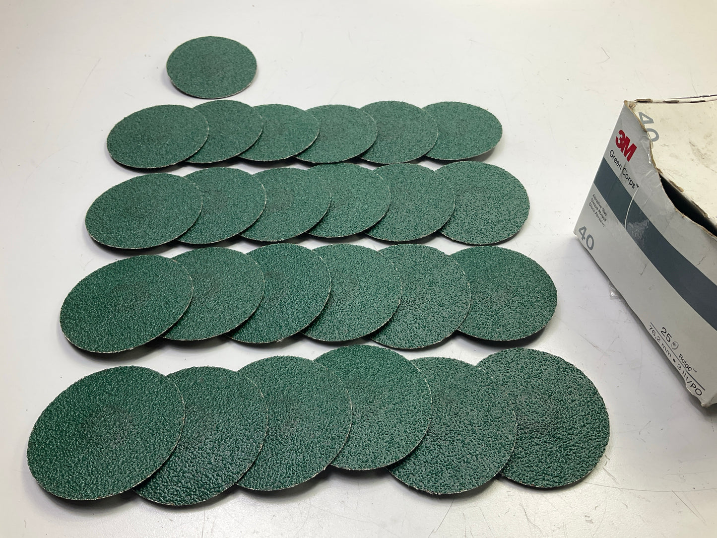 3M 36534 Green Corps Roloc Disc, TR, 3'' X 40 Grit, Pack Of 25 Surface Prep Discs