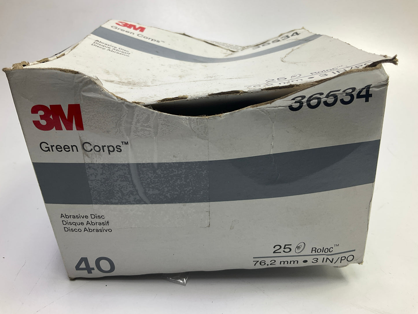3M 36534 Green Corps Roloc Disc, TR, 3'' X 40 Grit, Pack Of 25 Surface Prep Discs