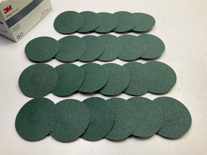 3M 36536 3'' Green Corps Roloc Abrasive Grinding Discs 80 Grit, 23 Discs Total