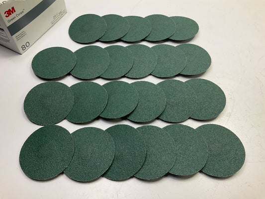 3M 36536 3'' Green Corps Roloc Abrasive Grinding Discs 80 Grit, 23 Discs Total