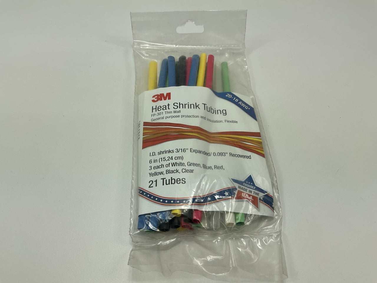 3M 36621 FP301 Thin Wall 3/16'' Heat Shrink Tube Heatshrink Tubing Assortmet Pack