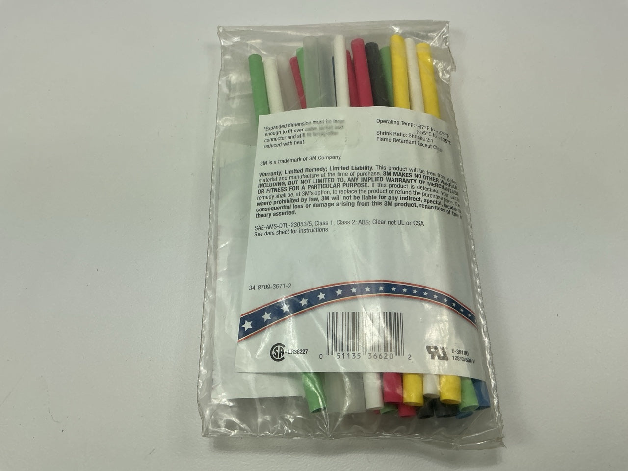 3M 36621 FP301 Thin Wall 3/16'' Heat Shrink Tube Heatshrink Tubing Assortmet Pack