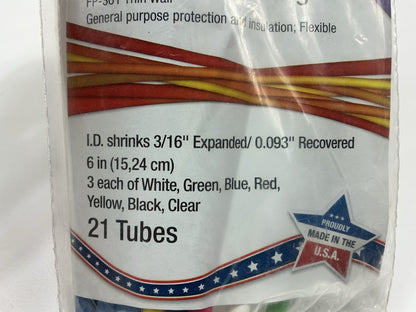 3M 36621 FP301 Thin Wall 3/16'' Heat Shrink Tube Heatshrink Tubing Assortmet Pack