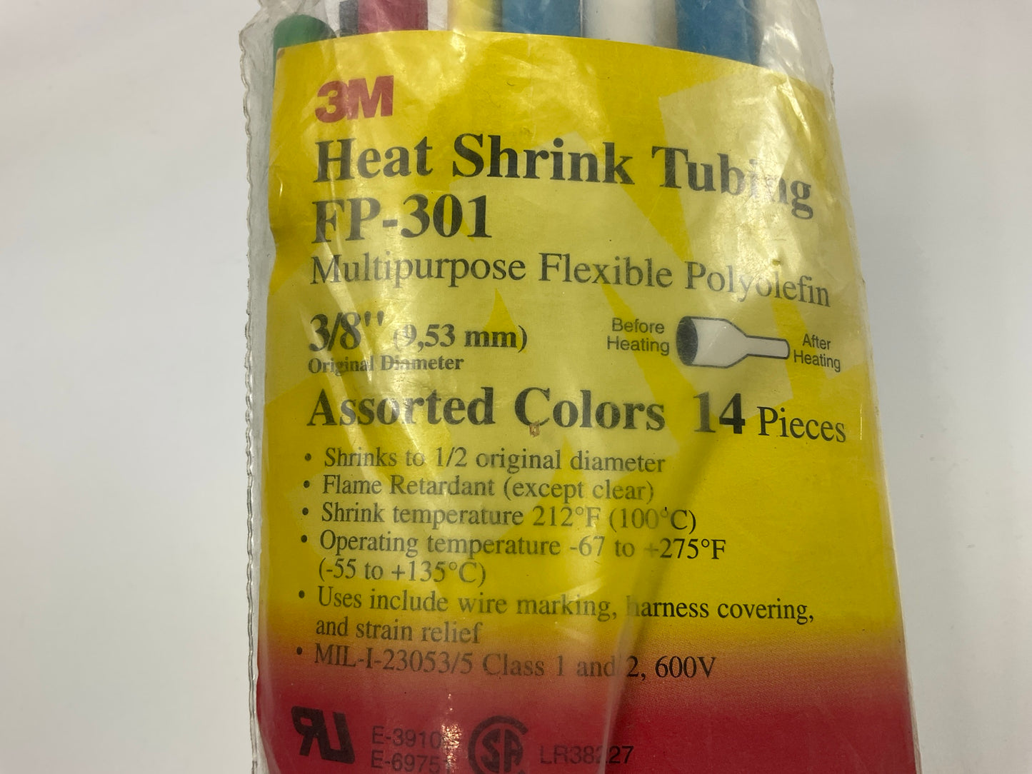 3M 36622 Flexible Polyolefin 6'' Heat Shrink Tubing 3/8'', Pack Of 14