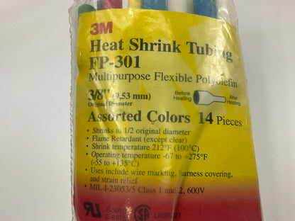 3M 36622 Flexible Polyolefin 6'' Heat Shrink Tubing 3/8'', Pack Of 14