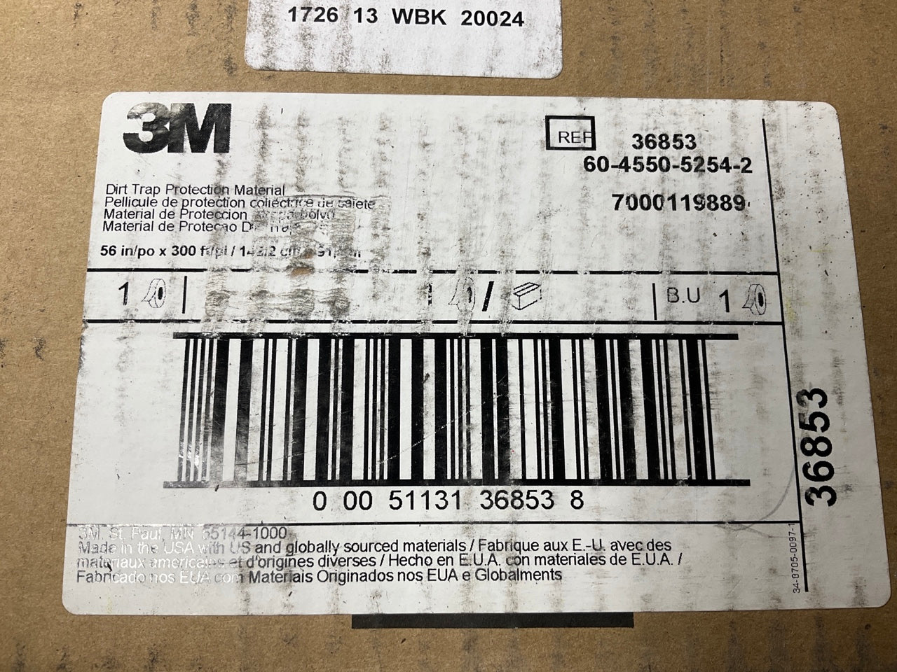 (OPEN BOX) See Photos - 3M 36853 Dirt Trap Protection Material Roll, 56'' X 300'