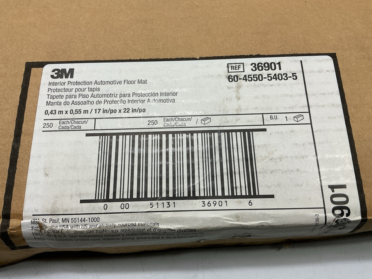 3M 36901 Interior Protection 17''x 19'' Automotive Paper Floor Mat (250/Pack)