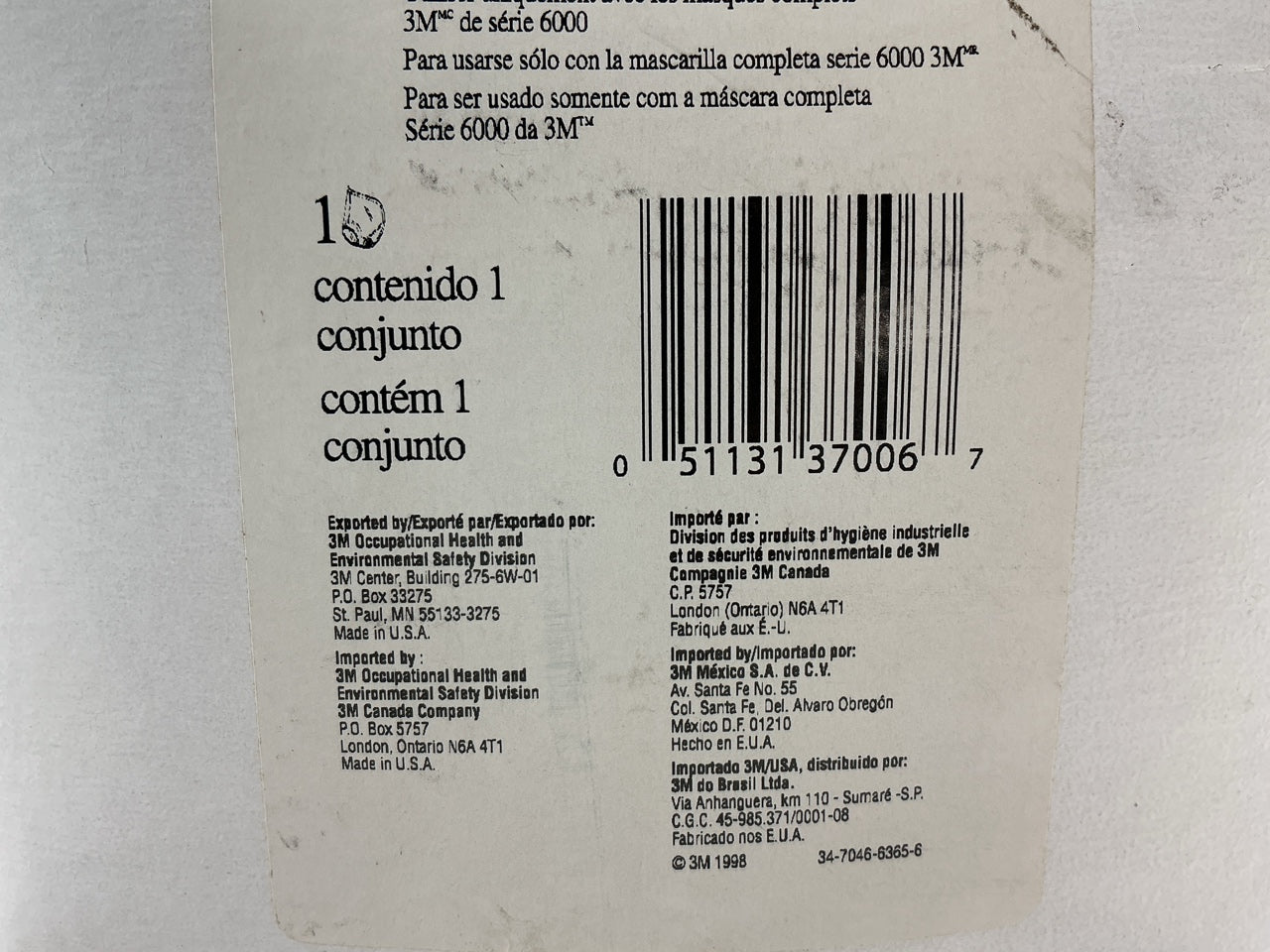 3M 37006 Lens 6898/37006(AAD) For 3M 6000 Series Full Face Respirators 6898