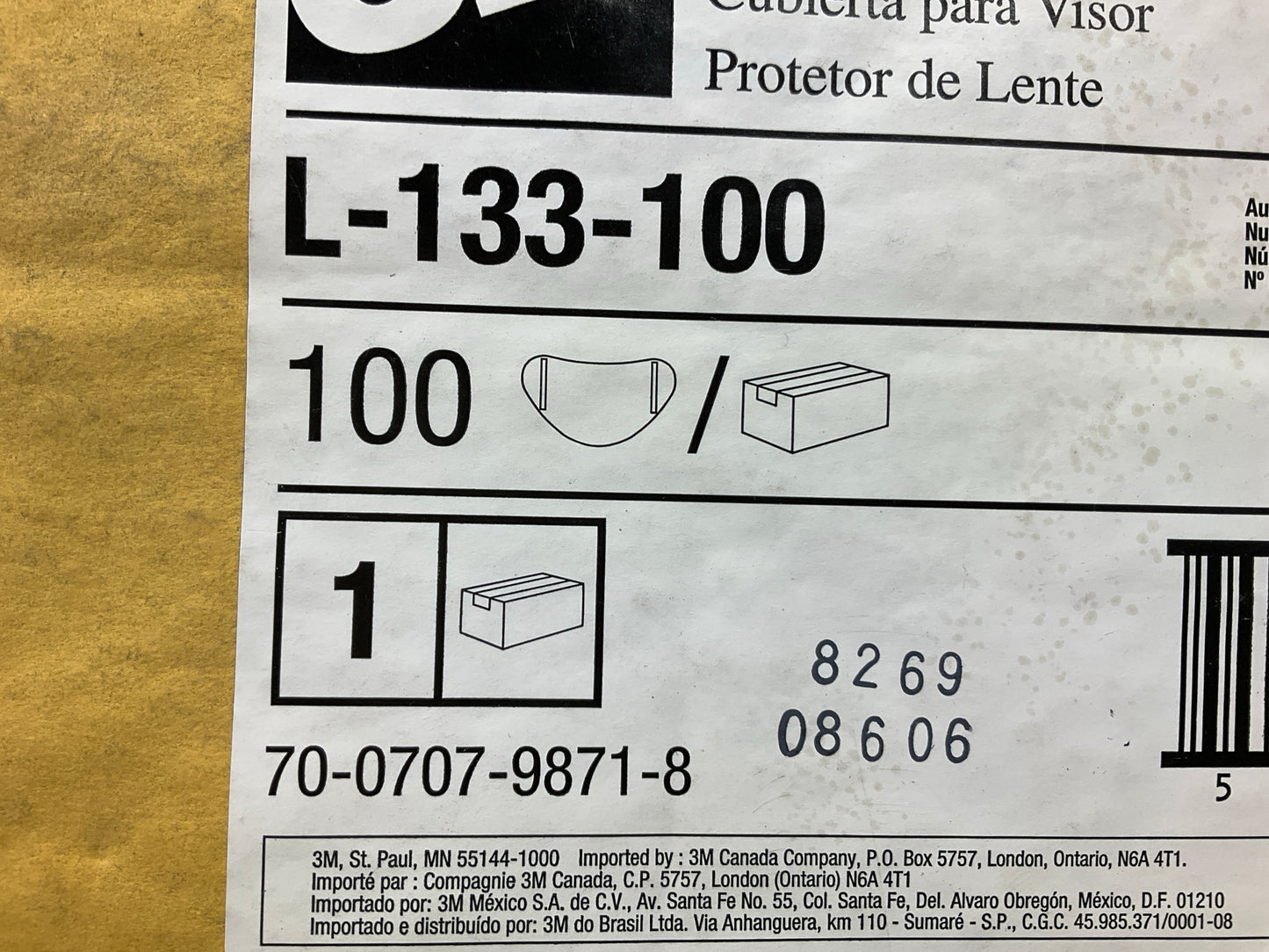 3M 37015 Lens Covers - 100 Covers, For Use With L130 Respirator