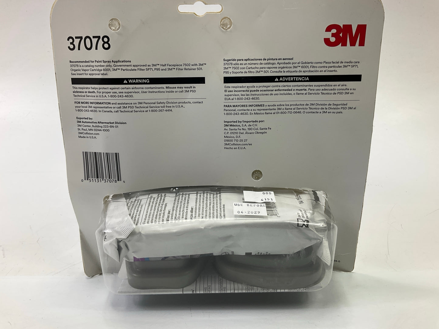 3M 37078 Half Facepiece Respirator Silicone Mask OV / P95 Size Medium 04-2029