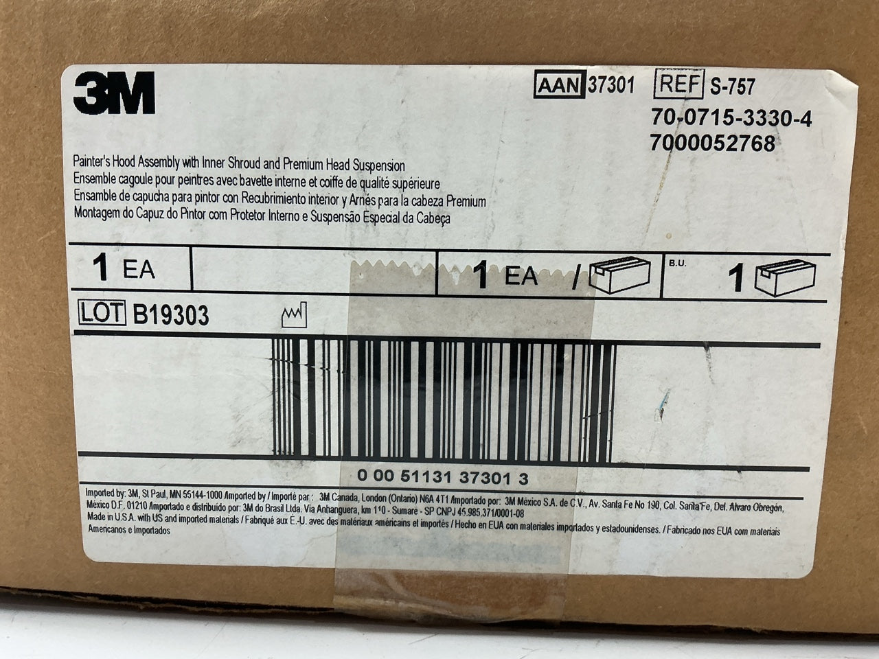 3M 37301 S-757 Versaflo Painters Hood Assembly With Inner Shroud & Head Strap