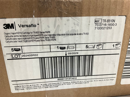 (5) 3M 37361 Versaflo HEPA Cartridge For TR-600 TR-800 Series System 05/2029 EXP