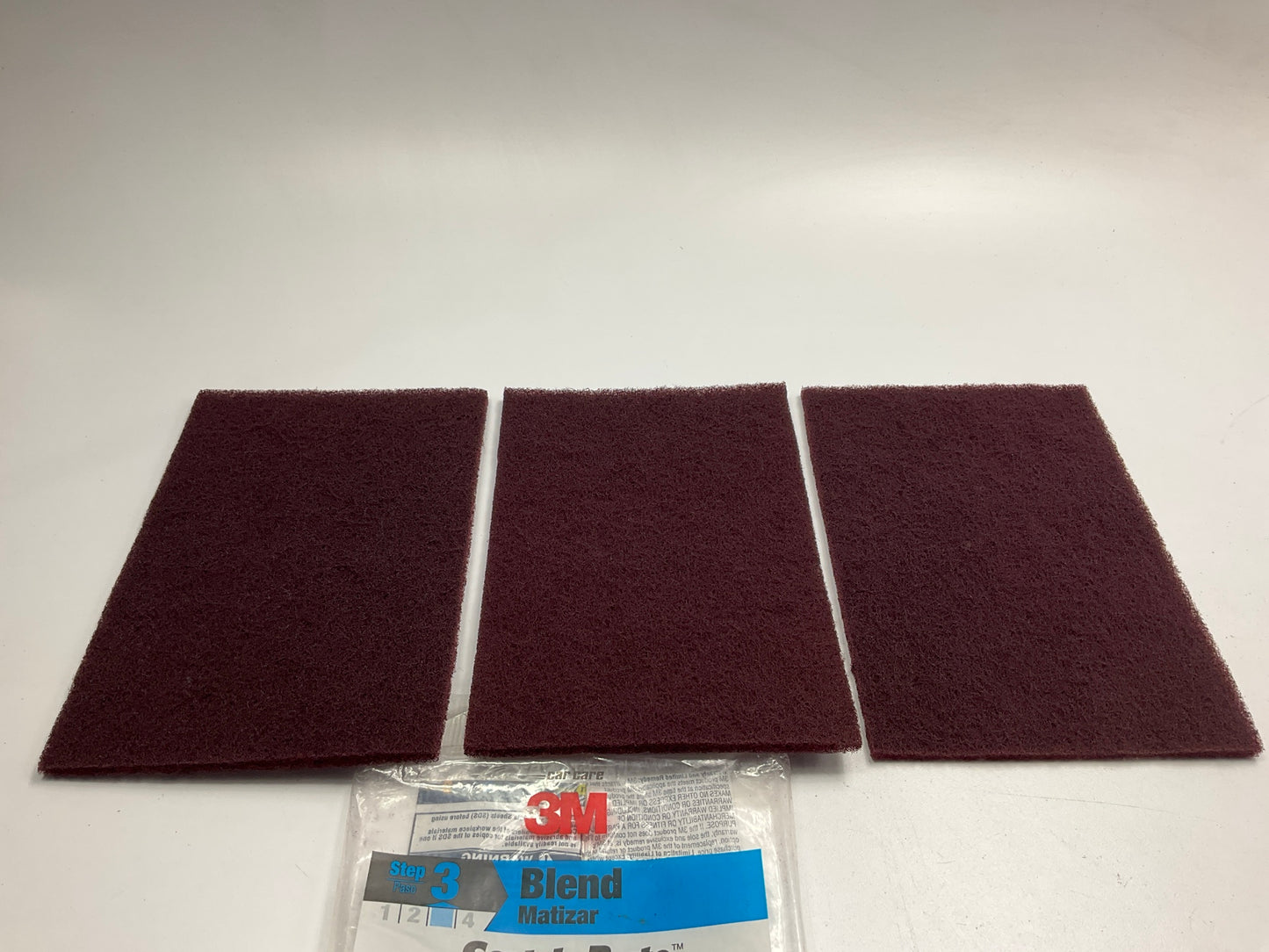 3M 37447 Red Maroon Scotch Brite General Purpose Hand Scuff Pad, 3 Pads Per Pack