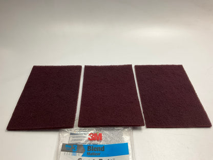 3M 37447 Red Maroon Scotch Brite General Purpose Hand Scuff Pad, 3 Pads Per Pack