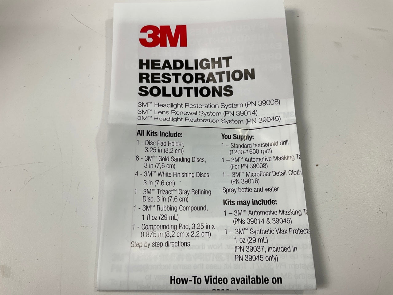 3M 39014 Auto Advanced Headlight Lens Renewal Restoration System Kit