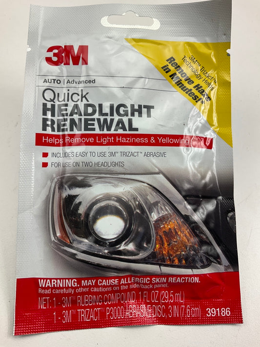 3M 39186 Quick Headlight Renewal, Remove Light Haziness And Yellowing In Minutes