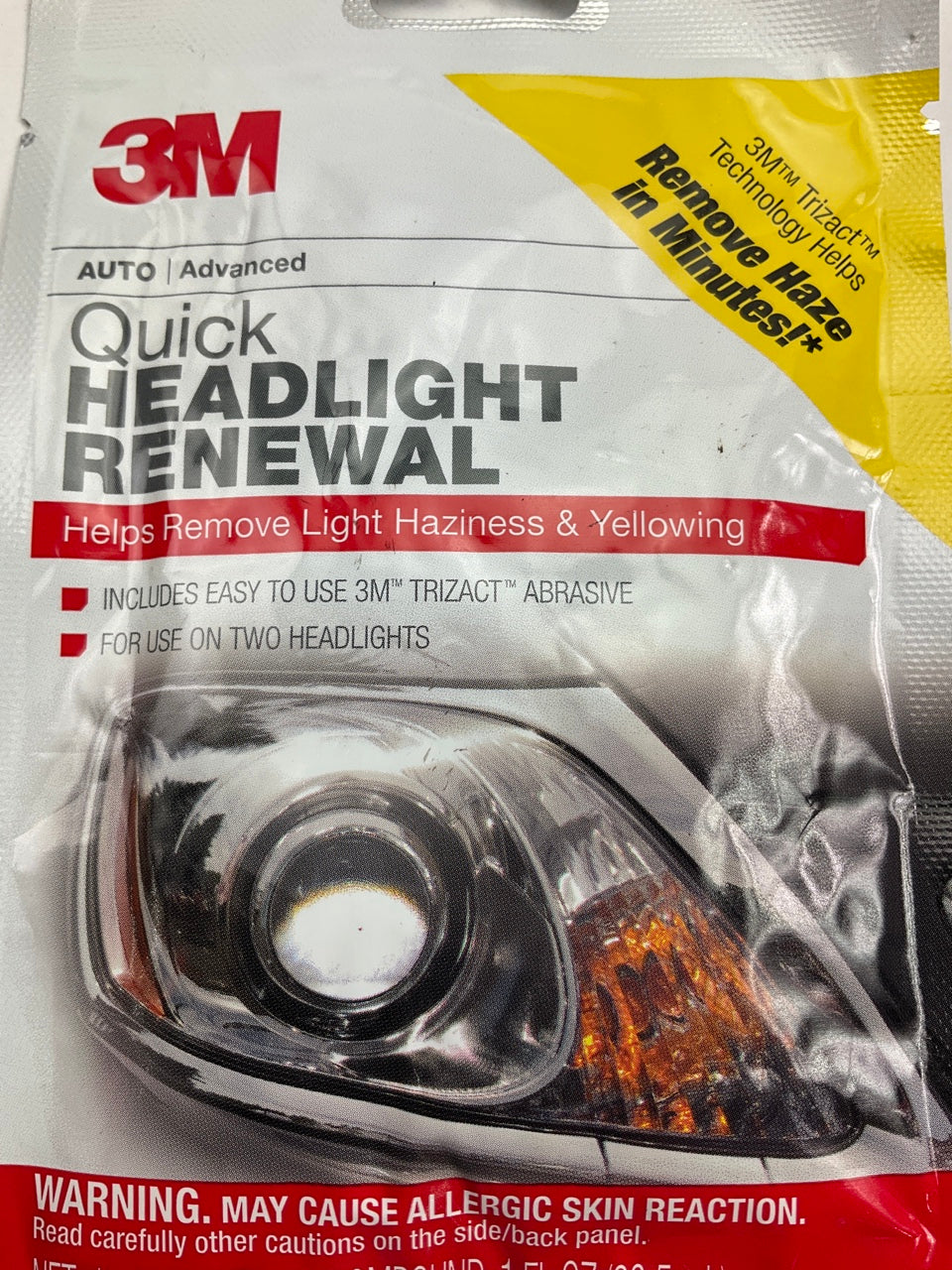 3M 39186 Quick Headlight Renewal, Remove Light Haziness And Yellowing In Minutes