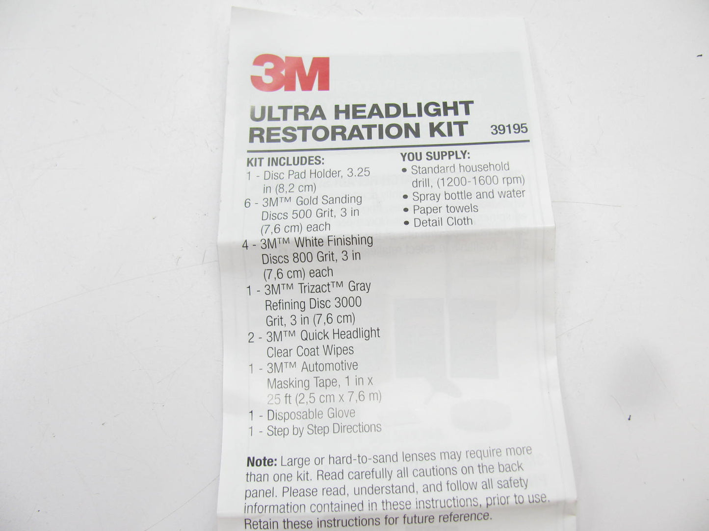 3M 39195 Ultra Headlight Restoration Kit, Easy Heavy-Duty Lamp Restoration