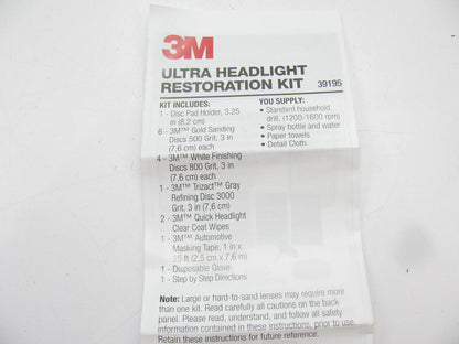 3M 39195 Ultra Headlight Restoration Kit, Easy Heavy-Duty Lamp Restoration