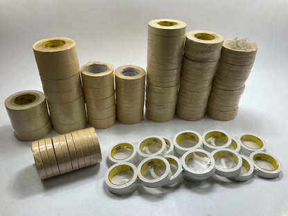 Large Lot Of Assorted 3M Masking Tape & Glass Cloth Tape Rolls