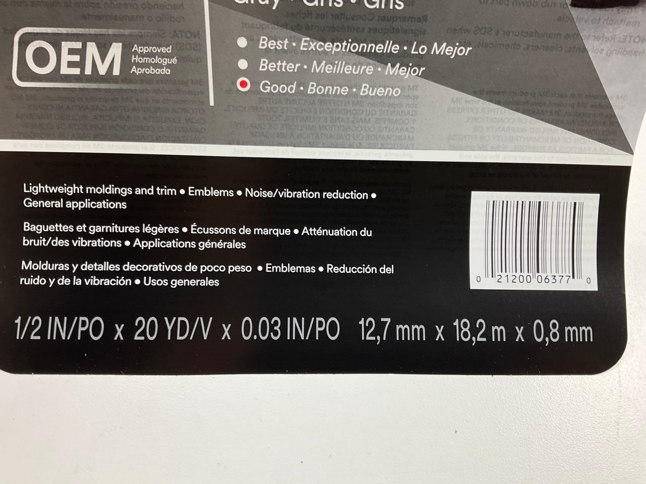 3M Install Bay 3MDST20 Double Coated Acrylic Foam Tape - 1/2'' X 20 Yards