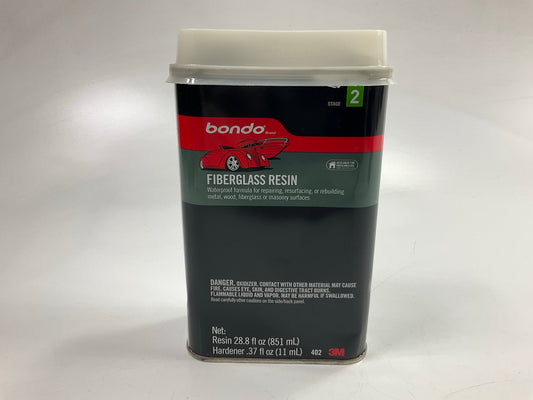 Dented,as Shown - 3M 402 Bondo Fiberglass Resin , 28.8 Fl Oz With Hardener