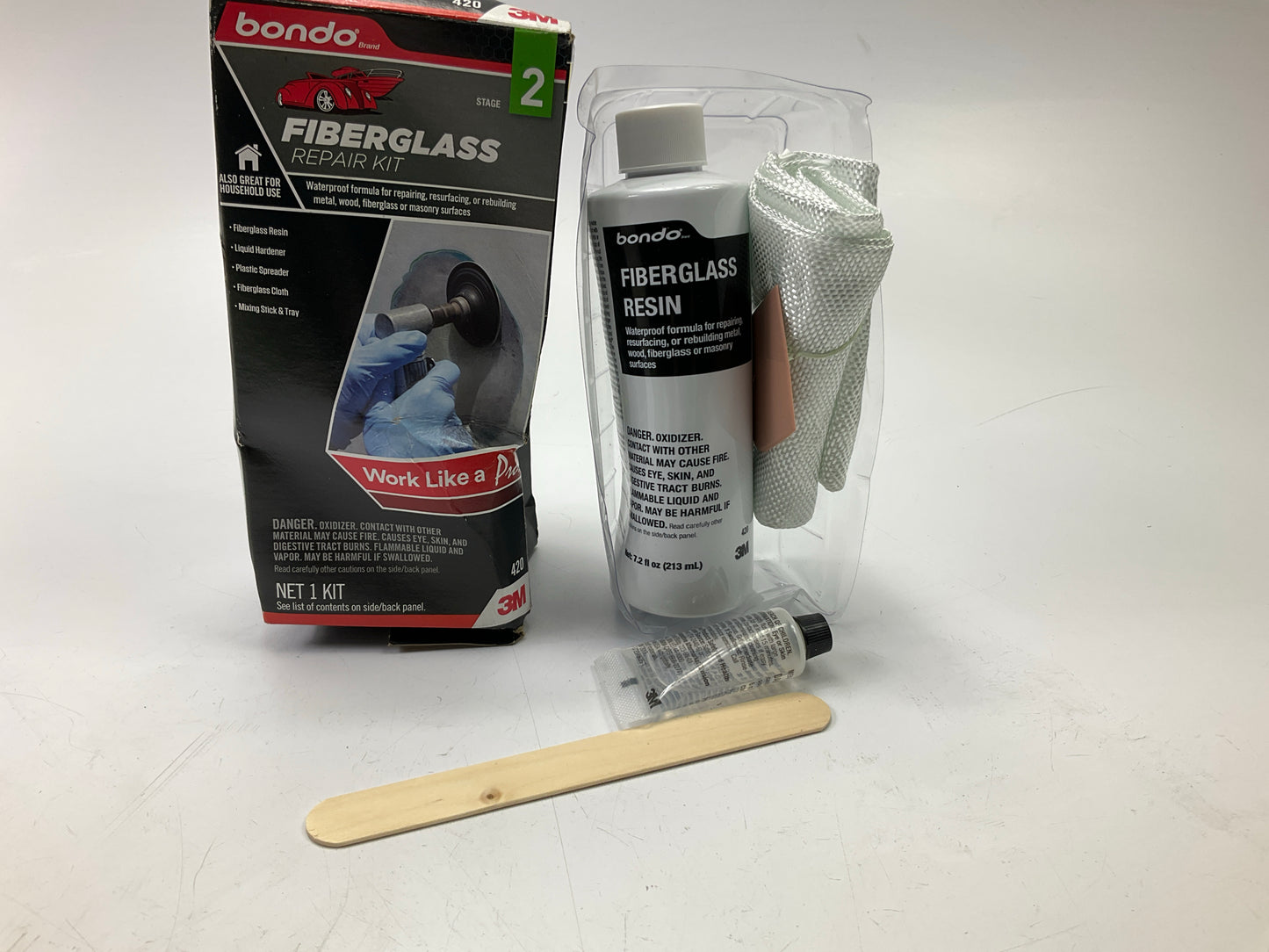 NEW - OPEN BOX - 3M 420 BONDO Fiberglass Resin Repair Kit - STAGE 2