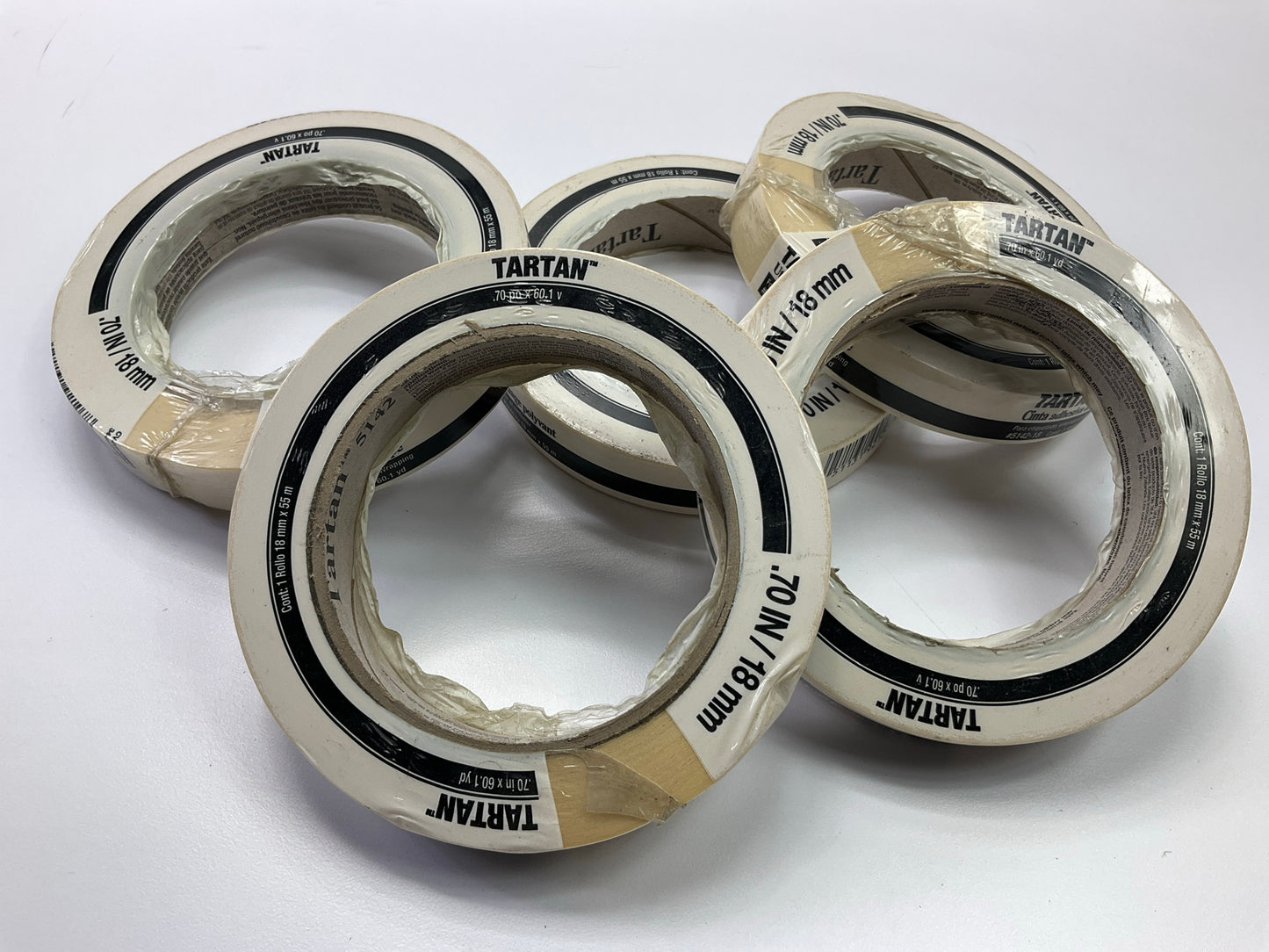 5 Rolls - 3M 5142-18 Scotch Tartan 0.70 In. X 60 Yds. Utility Masking Tape